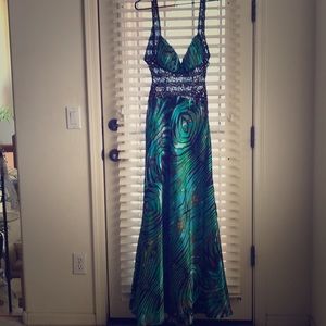 Green and blue prom dress.